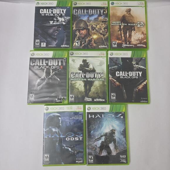 Huge Lot Of 8 Xbox 360 Games Call Of Duty Ghosts Modern War, Black Ops Halo - Picture 2 of 3